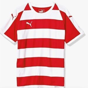 NWT PUMA Youth LIGA Hoop s Jersey Red/White Striped Short Sleeve Shirt - Size S